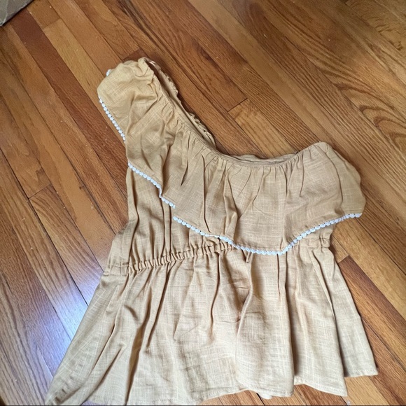 ZARA - Yellow One Shoulder Ruffle Top Medium - Picture 3 of 4